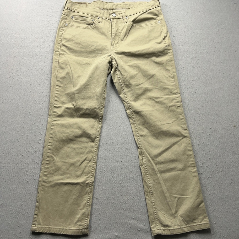 Levi's 514 Straight Fit Pants Mens 34x32 Tan Khaki‎ Cotton Twill Chino Preppy